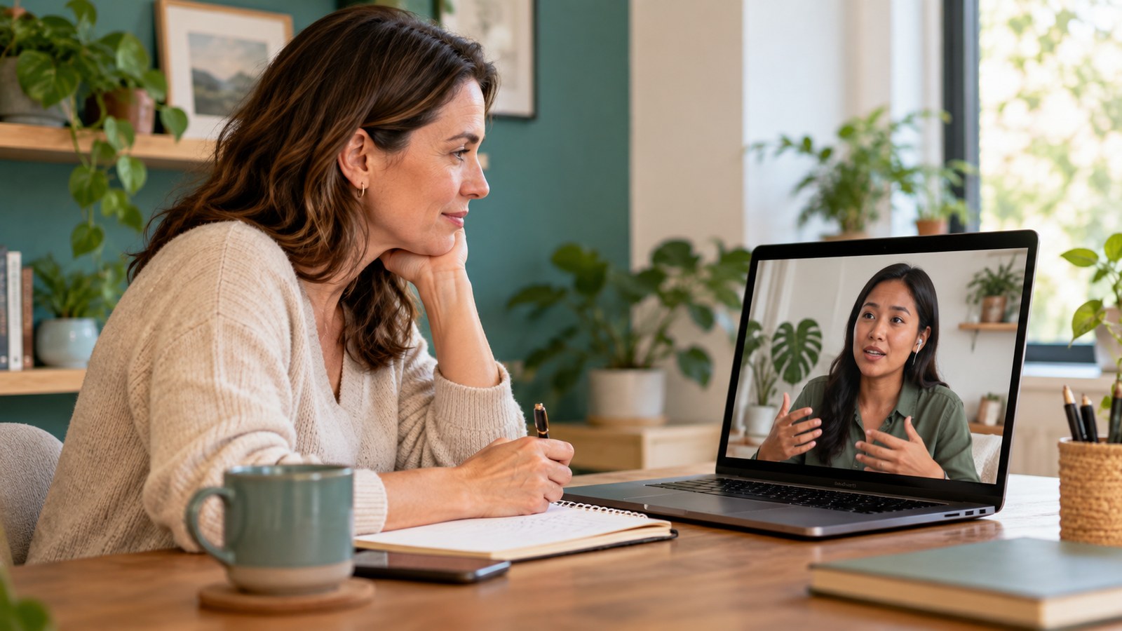 One-to-one video conversation between a virtual assistant and a manager.